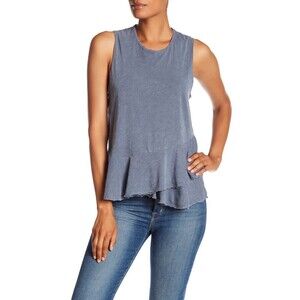 Sundry Peplum Hem Sleeveless Tank Old Black Made in USA Size 1